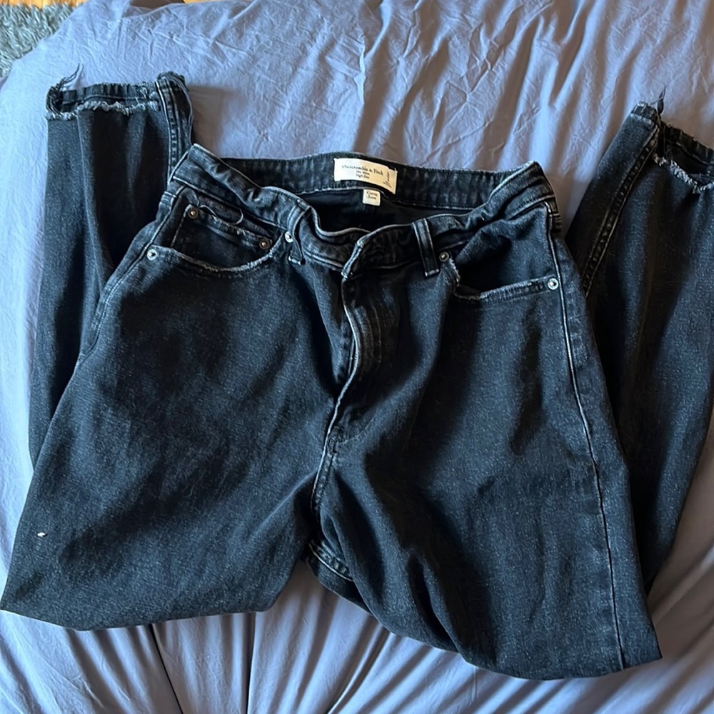 Black Abercrombie Curve Love High Rise Mom Jeans